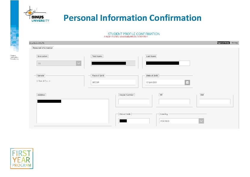 Personal Information Confirmation 