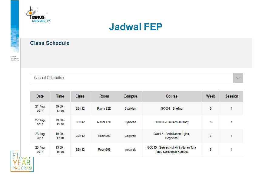 Jadwal FEP 