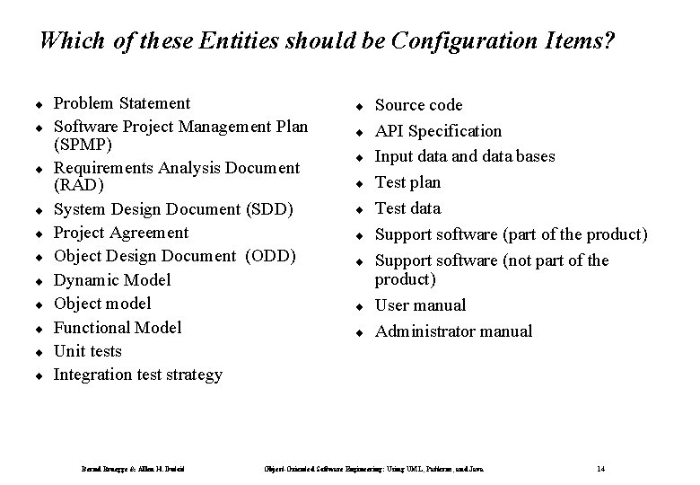 Which of these Entities should be Configuration Items? ¨ ¨ ¨ Problem Statement Software