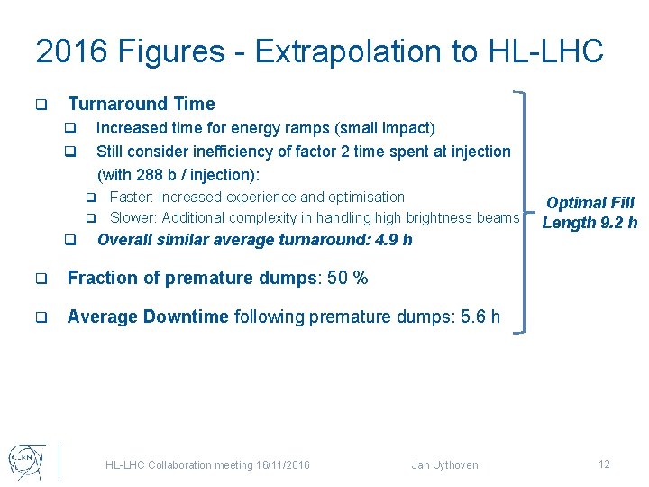 2016 Figures - Extrapolation to HL-LHC q Turnaround Time q q Increased time for