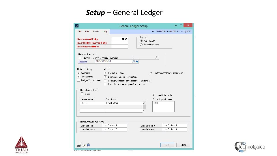 Setup – General Ledger 5 