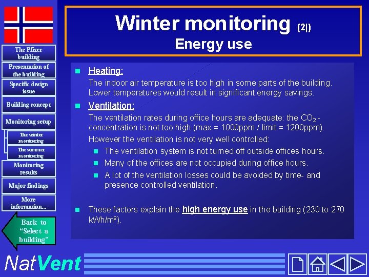 Winter monitoring (2|) Energy use The Pfizer building Presentation of the building n The
