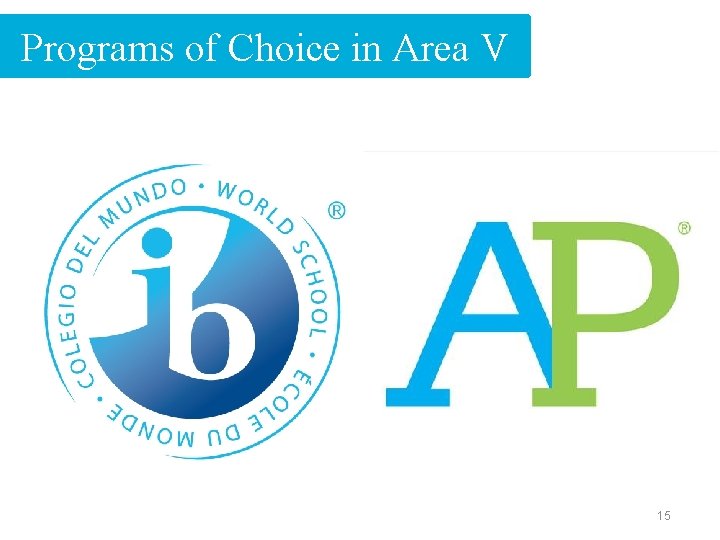 Programs of Choice in Area V 15 