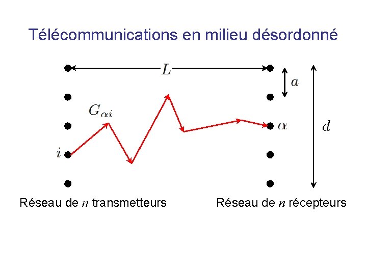 Télécommunications en milieu désordonné Réseau de n transmetteurs Réseau de n récepteurs 