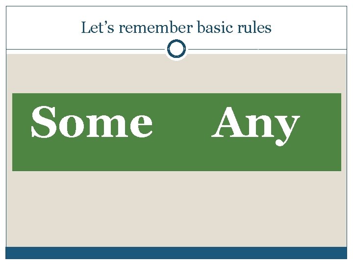 Let’s remember basic rules Some Any 