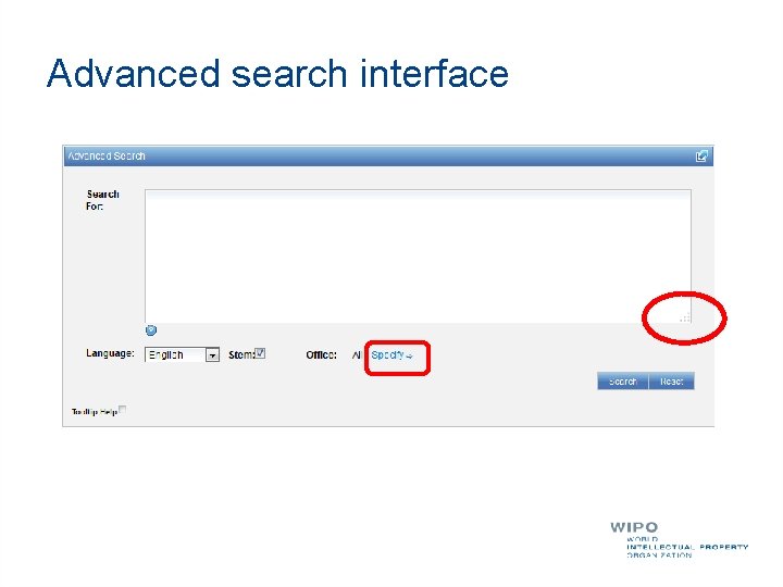 Advanced search interface 