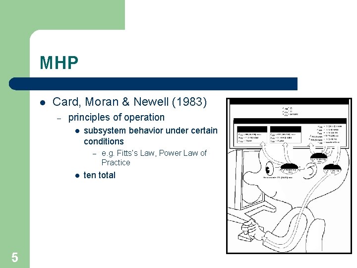 MHP l Card, Moran & Newell (1983) – principles of operation l subsystem behavior