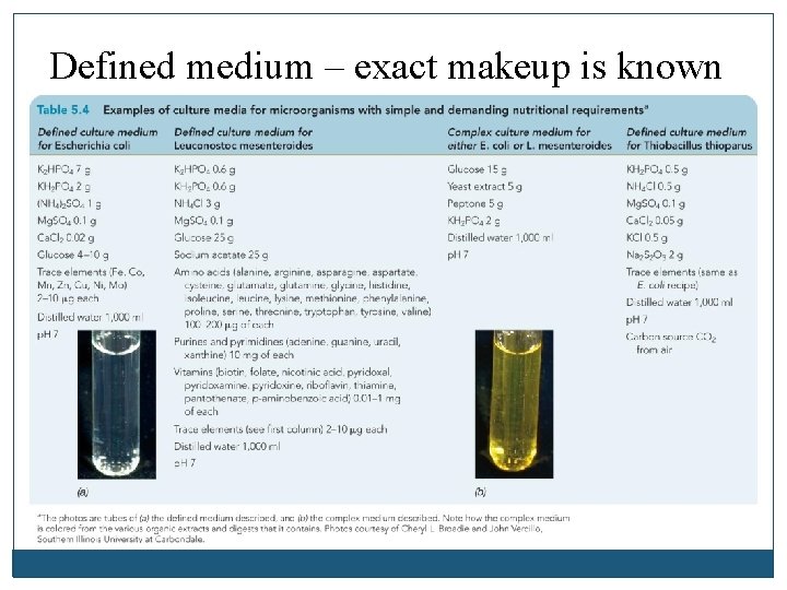 Defined medium – exact makeup is known 