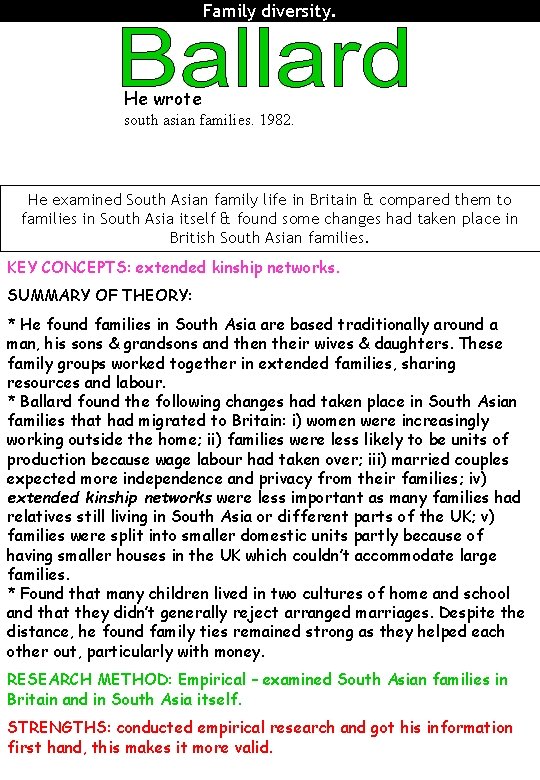 Family diversity. He wrote south asian families. 1982. He examined South Asian family life