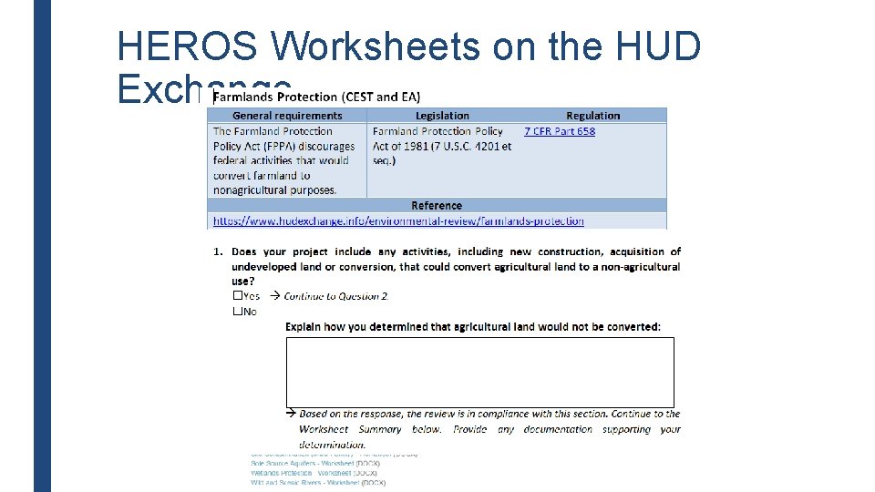 HEROS Worksheets on the HUD Exchange 