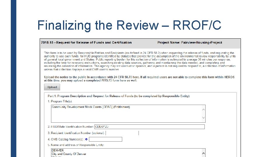 Finalizing the Review – RROF/C 