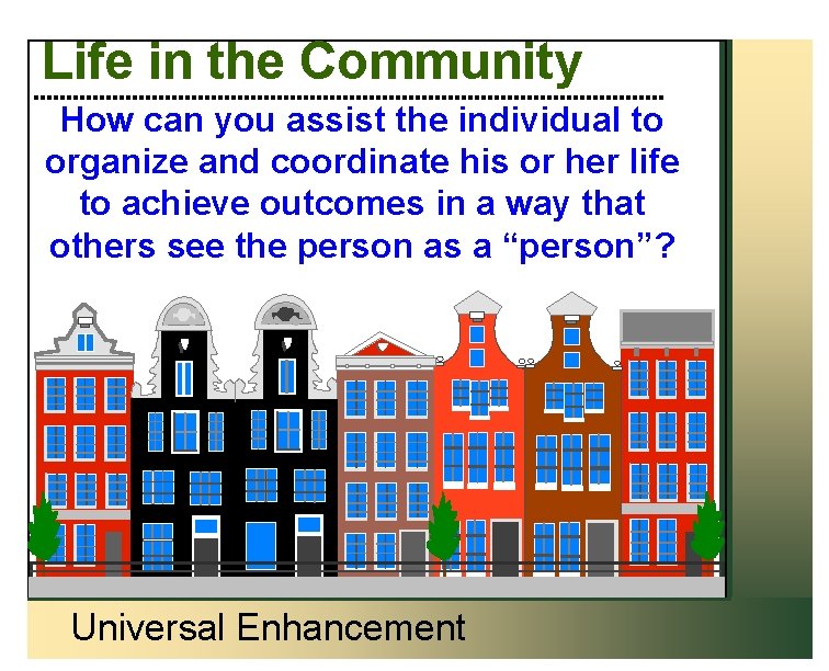 Life in the Community How can you assist the individual to organize and coordinate