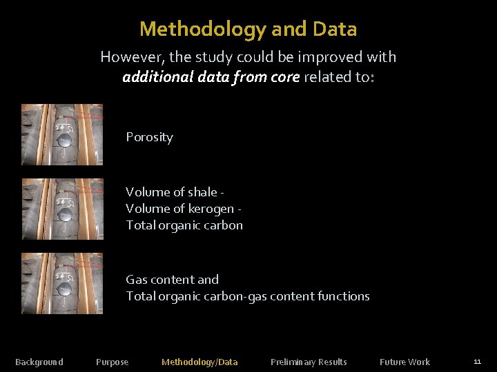 Methodology and Data However, the study could be improved with additional data from core