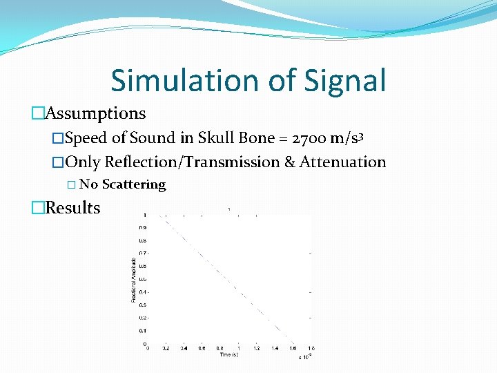 Simulation of Signal �Assumptions �Speed of Sound in Skull Bone = 2700 m/s 3