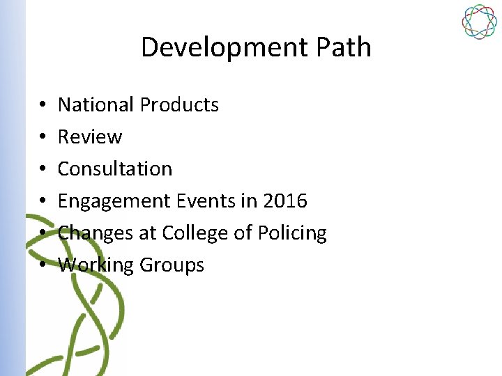 Development Path • • • National Products Review Consultation Engagement Events in 2016 Changes