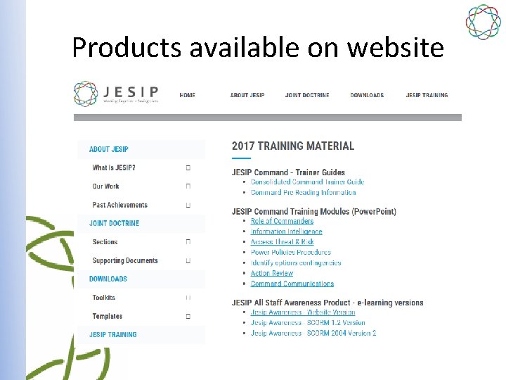 Products available on website 