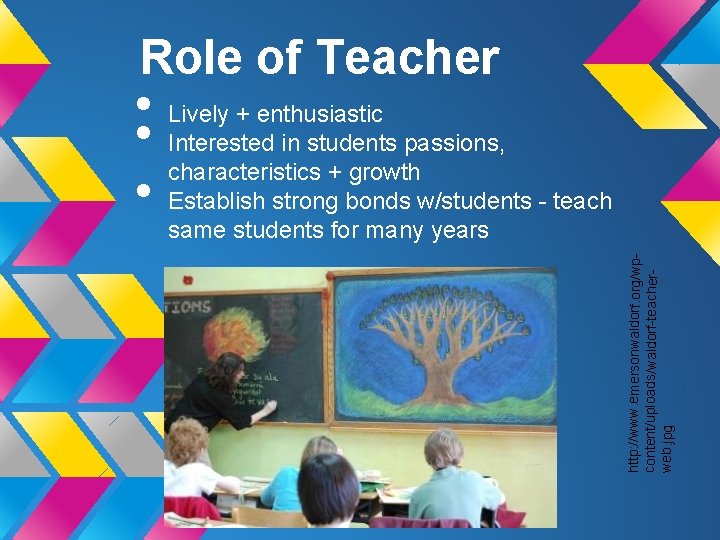 Role of Teacher • Lively + enthusiastic • Interested in students passions, characteristics +