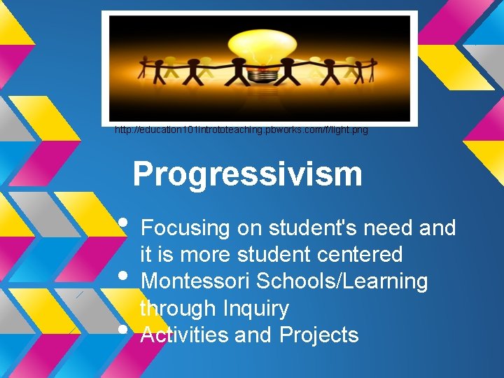 http: //education 101 intrototeaching. pbworks. com/f/light. png Progressivism • Focusing on student's need and