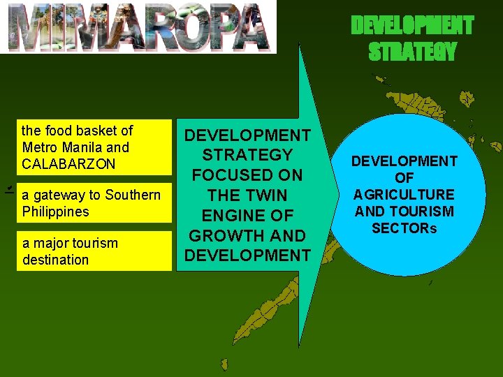 DEVELOPMENT STRATEGY the food basket of Metro Manila and CALABARZON a gateway to Southern