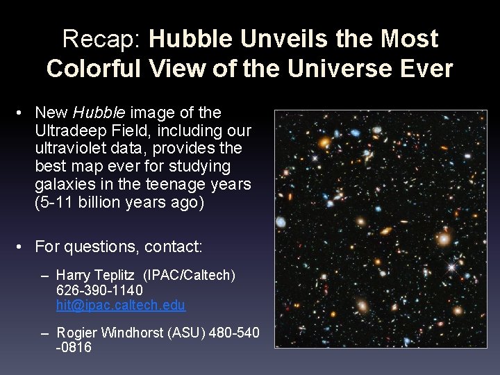 Recap: Hubble Unveils the Most Colorful View of the Universe Ever • New Hubble