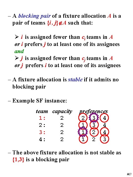 – A blocking pair of a fixture allocation A is a pair of teams