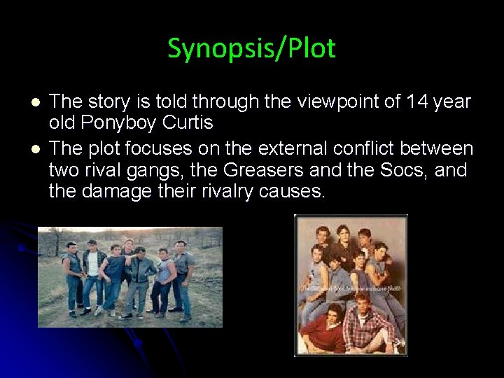 Synopsis/Plot l l The story is told through the viewpoint of 14 year old