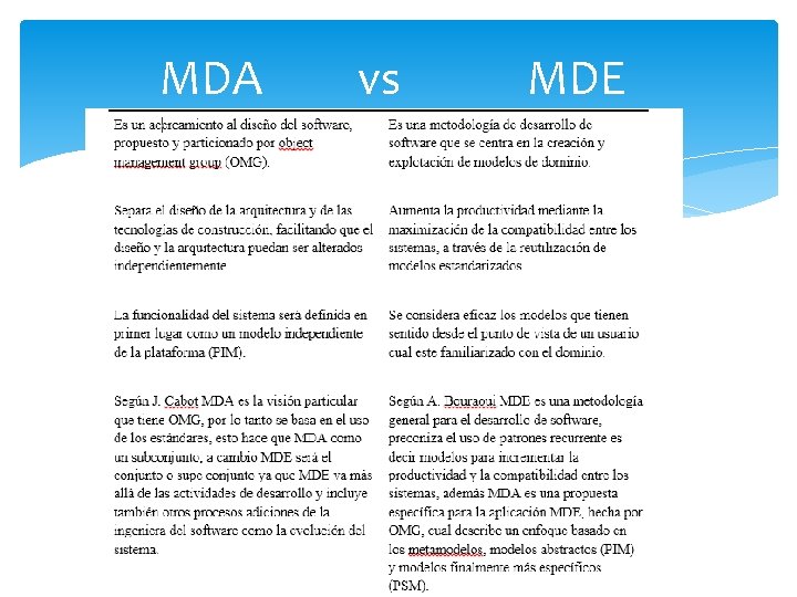 MDA vs MDE 