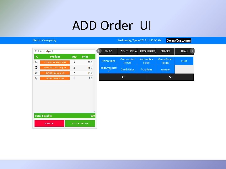 ADD Order UI 