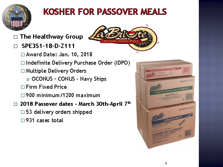 KOSHER FOR PASSOVER MEALS � � The Healthway Group SPE 3 S 1 -18