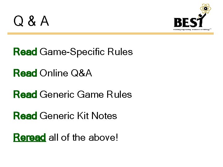 Q&A Read Game-Specific Rules Read Online Q&A Read Generic Game Rules Read Generic Kit