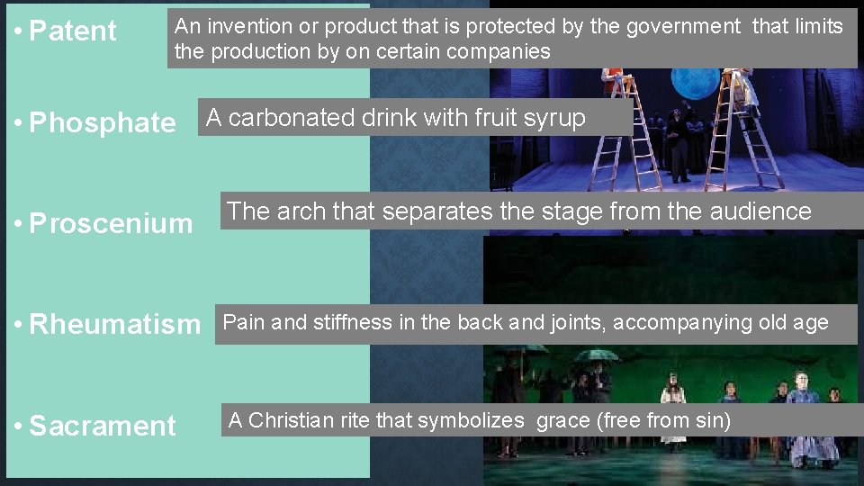 An invention or product that is protected by the government • Patent the production