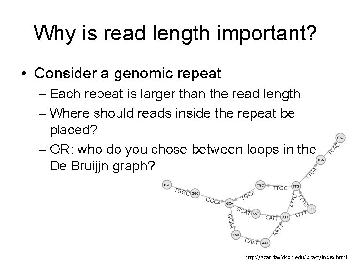 Why is read length important? • Consider a genomic repeat – Each repeat is