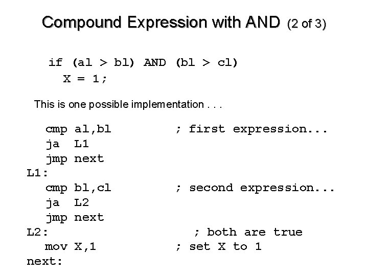 Compound Expression with AND (2 of 3) if (al > bl) AND (bl >