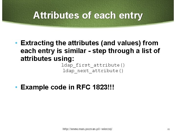 Attributes of each entry • Extracting the attributes (and values) from each entry is