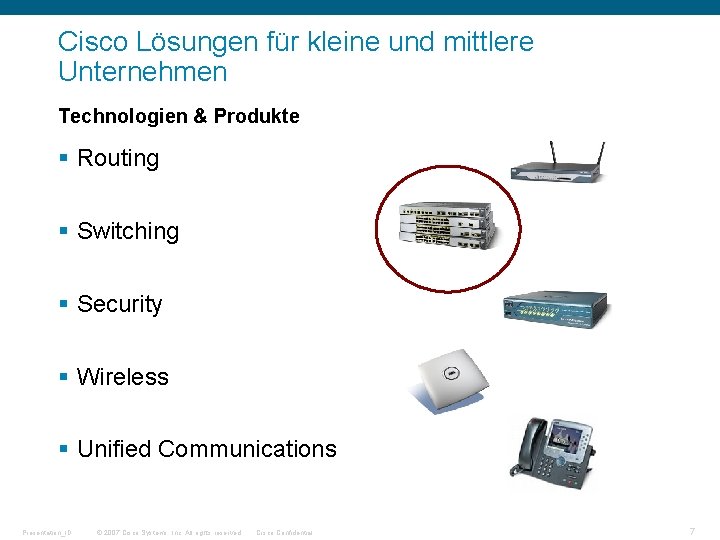 Cisco Lösungen für kleine und mittlere Unternehmen Technologien & Produkte § Routing § Switching