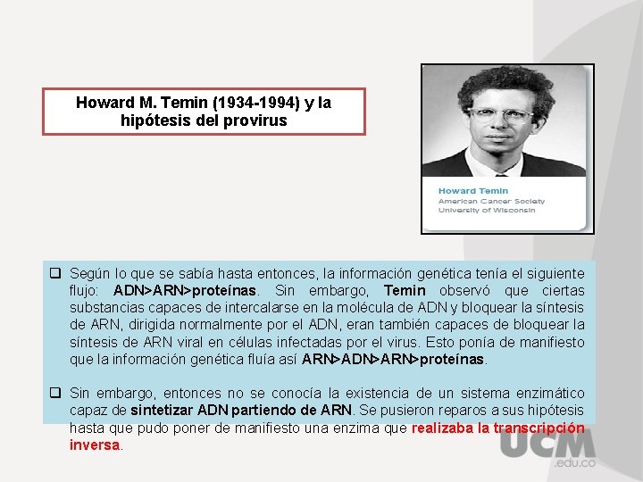 Howard M. Temin (1934 -1994) y la hipótesis del provirus q Según lo que