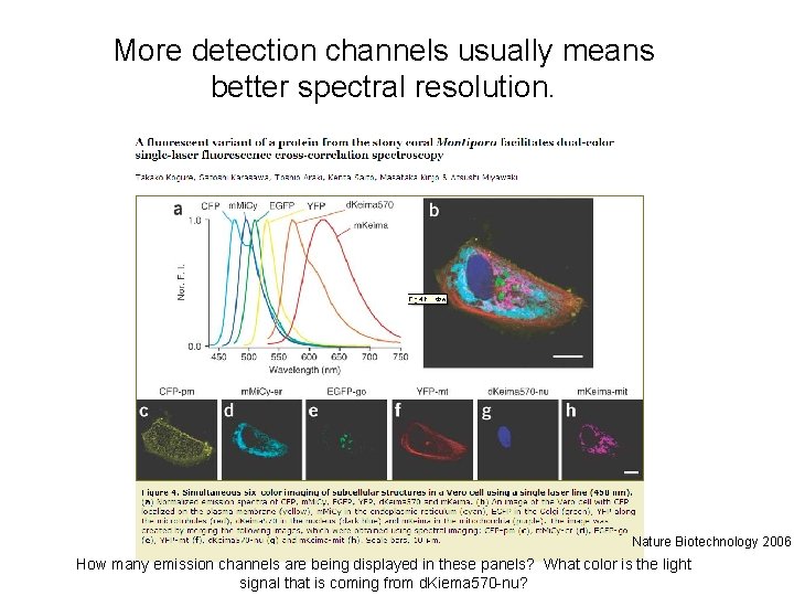 More detection channels usually means better spectral resolution. Nature Biotechnology 2006 How many emission