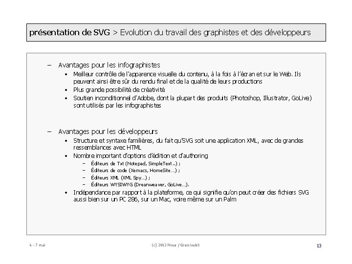 présentation de SVG > Evolution du travail des graphistes et des développeurs – Avantages