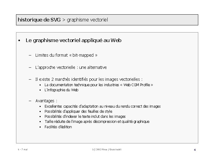 historique de SVG > graphisme vectoriel • Le graphisme vectoriel appliqué au Web –