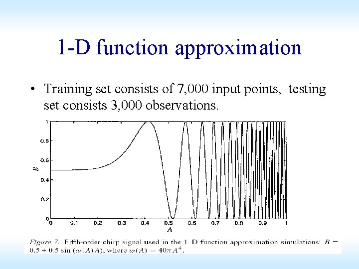 1 -D function approximation • Training set consists of 7, 000 input points, testing 1 -D function approximation • Training set consists of 7, 000 input points, testing