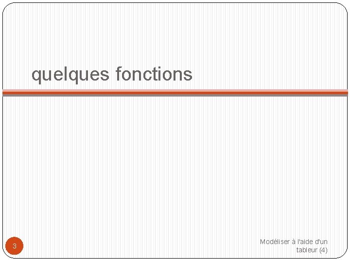 quelques fonctions 3 Modéliser à l'aide d'un tableur (4) 