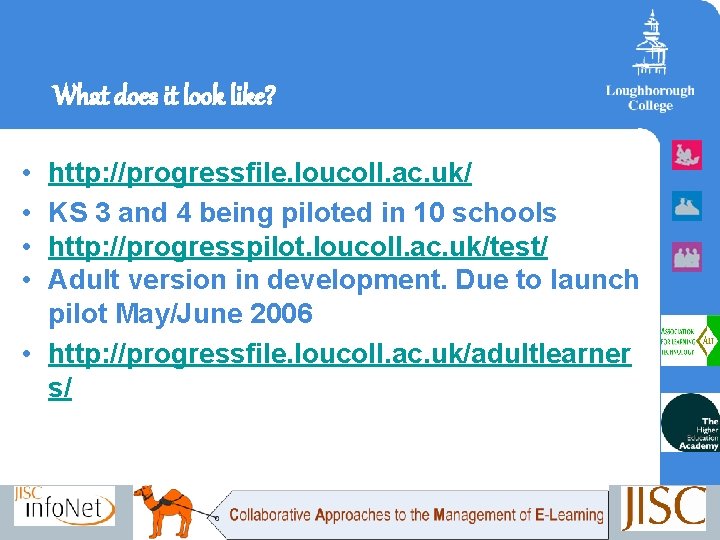 What does it look like? • • http: //progressfile. loucoll. ac. uk/ KS 3