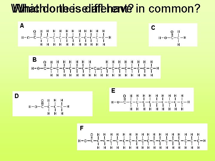 What Whichdo one these is different? all have in common? A C B E