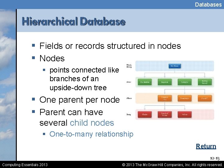 Databases § Fields or records structured in nodes § Nodes § points connected like