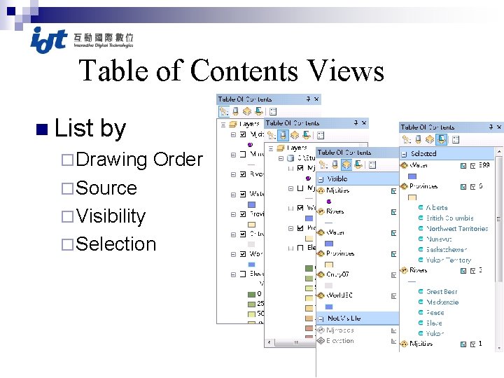 Table of Contents Views n List by ¨ Drawing Order ¨ Source ¨ Visibility