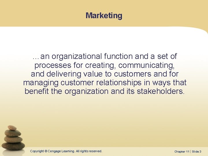 Marketing …an organizational function and a set of processes for creating, communicating, and delivering