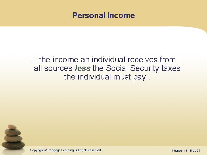 Personal Income …the income an individual receives from all sources less the Social Security