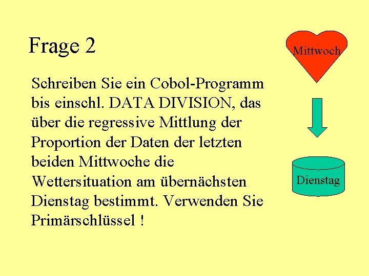 Frage 2 Schreiben Sie ein Cobol-Programm bis einschl. DATA DIVISION, das über die regressive