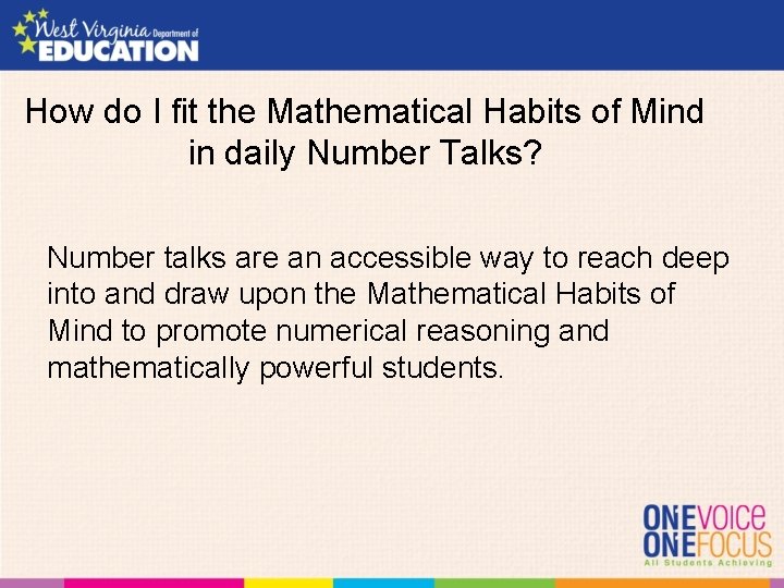 How do I fit the Mathematical Habits of Mind in daily Number Talks? Number