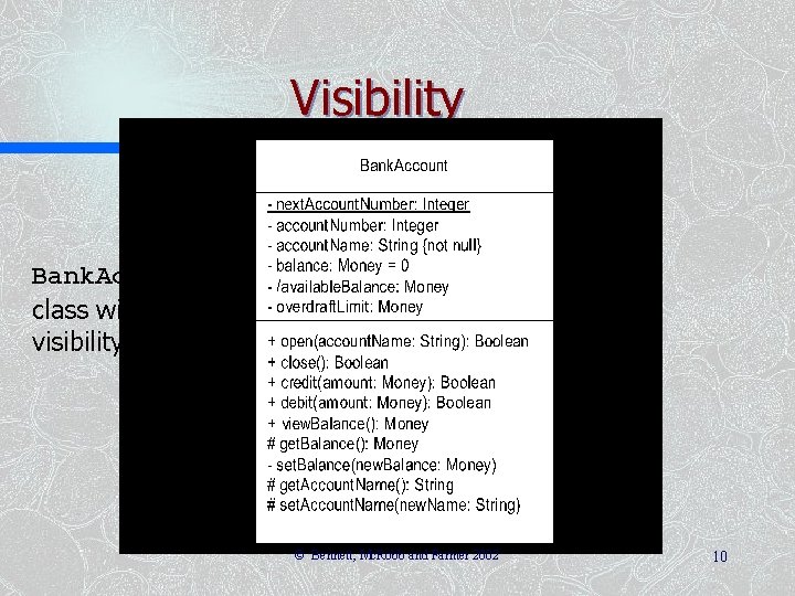 Visibility Bank. Account class with visibility specified © Bennett, Mc. Robb and Farmer 2002